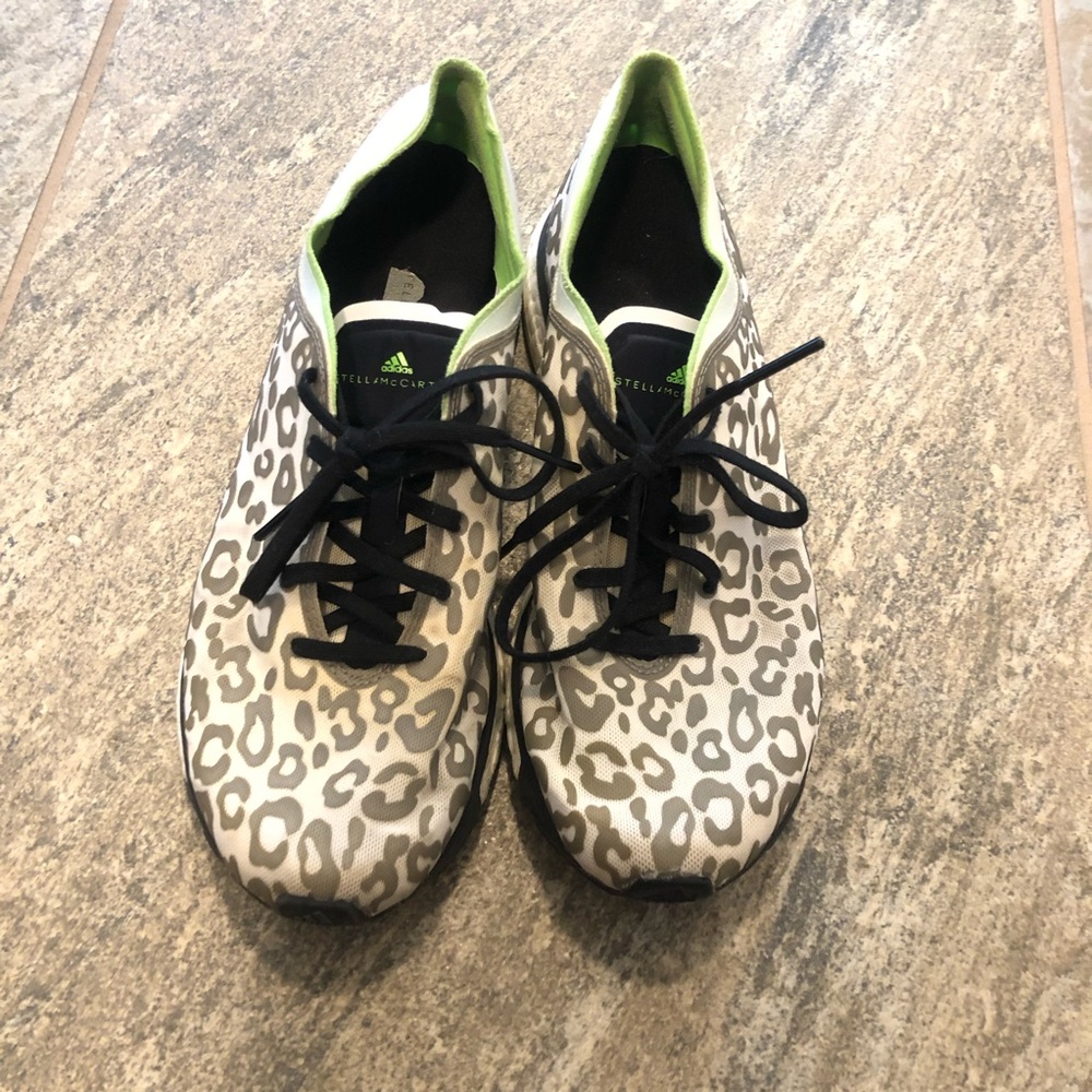 Stella McCartney Adidas Grey leopard and lime green sneakers